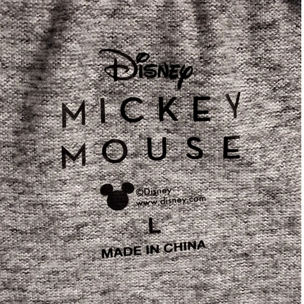 Disney Mickey Mouse Sleep Shirt L Gray Pink Kangaroo Pocket Fleece Nightgown - Picture 6 of 10